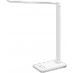 GoyRrbay LED Desk Lamp Table Lamp Reading Lamp with USB Charging Port 5 Lighting Modes 5 Brightness Levels, Sensitive Control, 30/60 min Auto Timer, Eye-Caring Office Lamp,Silver