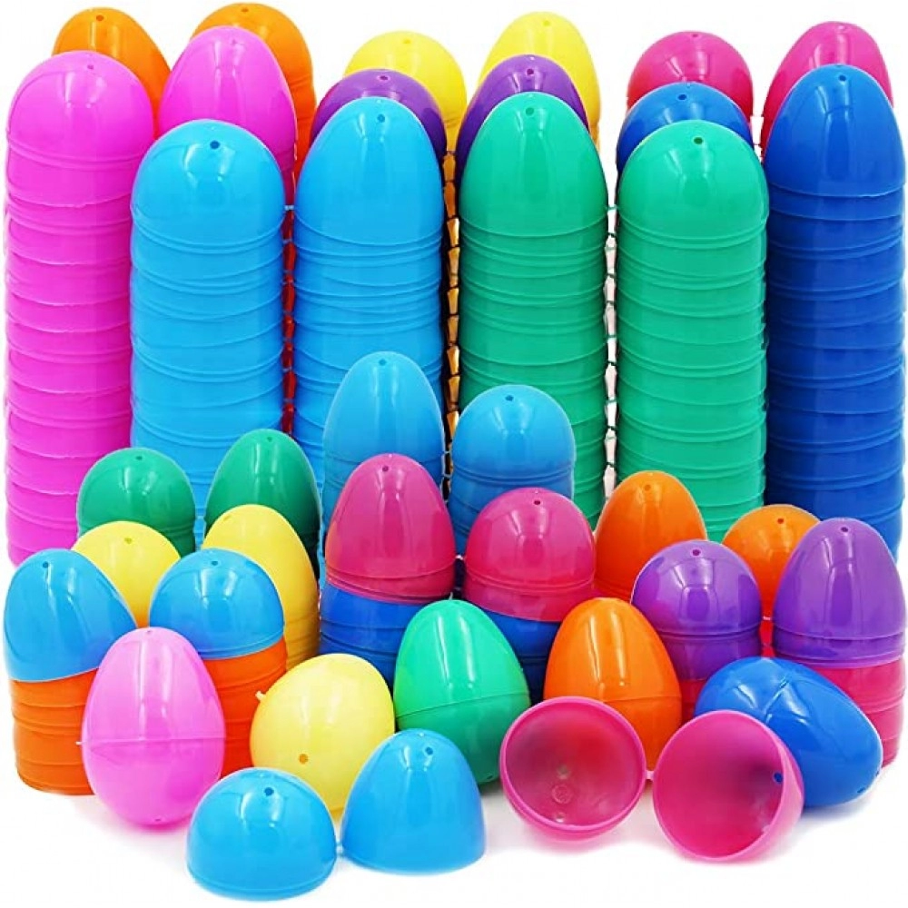 GoyRrbay Fillable Easter Eggs with Hinge Bulk Colorful Bright Plastic Easter Eggs, Perfect for Easter Egg Hunt, Suprise Egg, Easter Hunt, Assorted Colors (50-Pack)