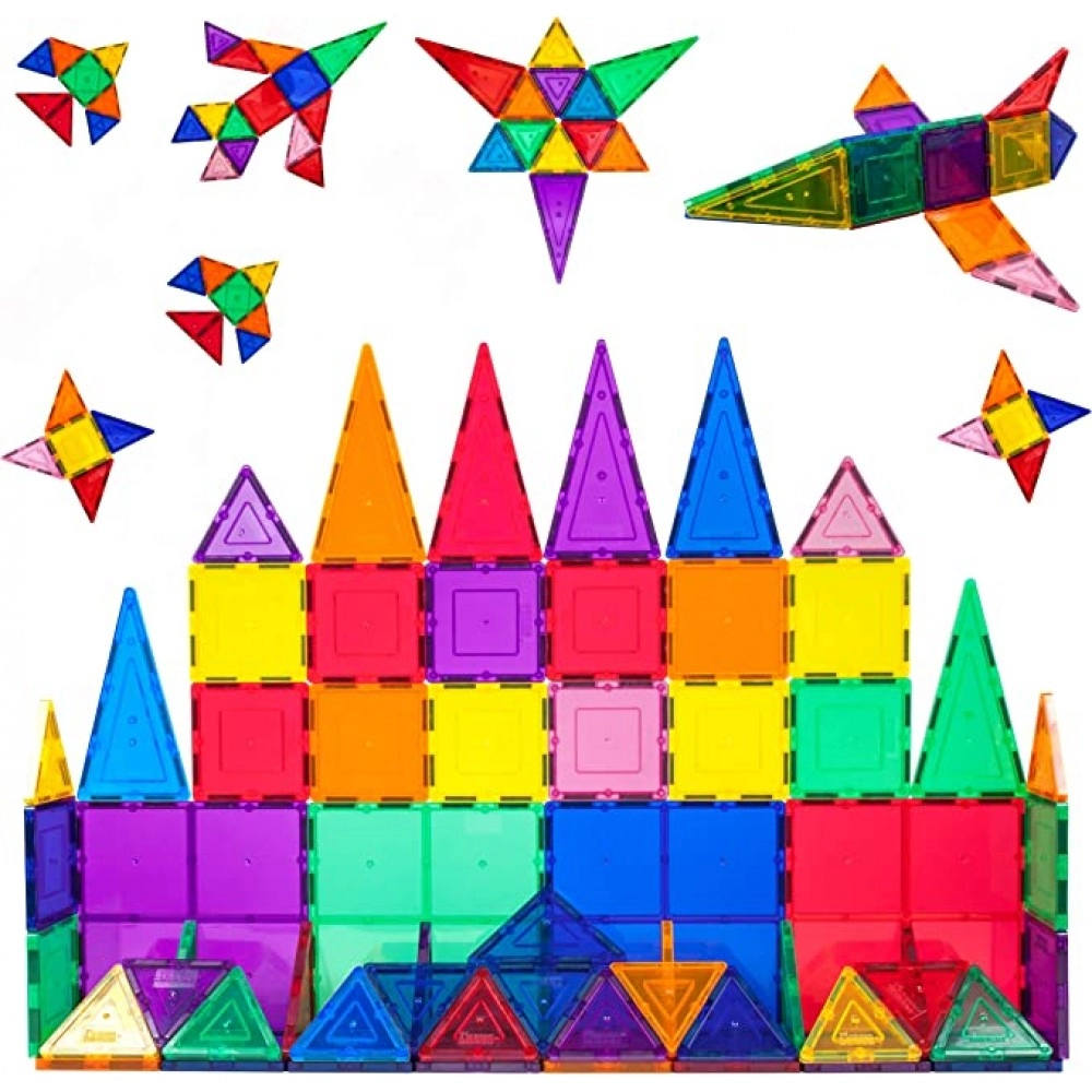 GoyRrbay 60 Piece Set 60pcs Magnet Building Tiles Clear Magnetic 3D Building Blocks Construction Playboards - Creativity beyond Imagination, Inspirational, Recreational, Educational, Conventional